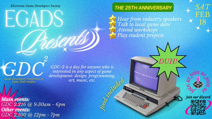 EGaDS Presents GDC2 The 25th Anniversary, Sat. Feb. 18