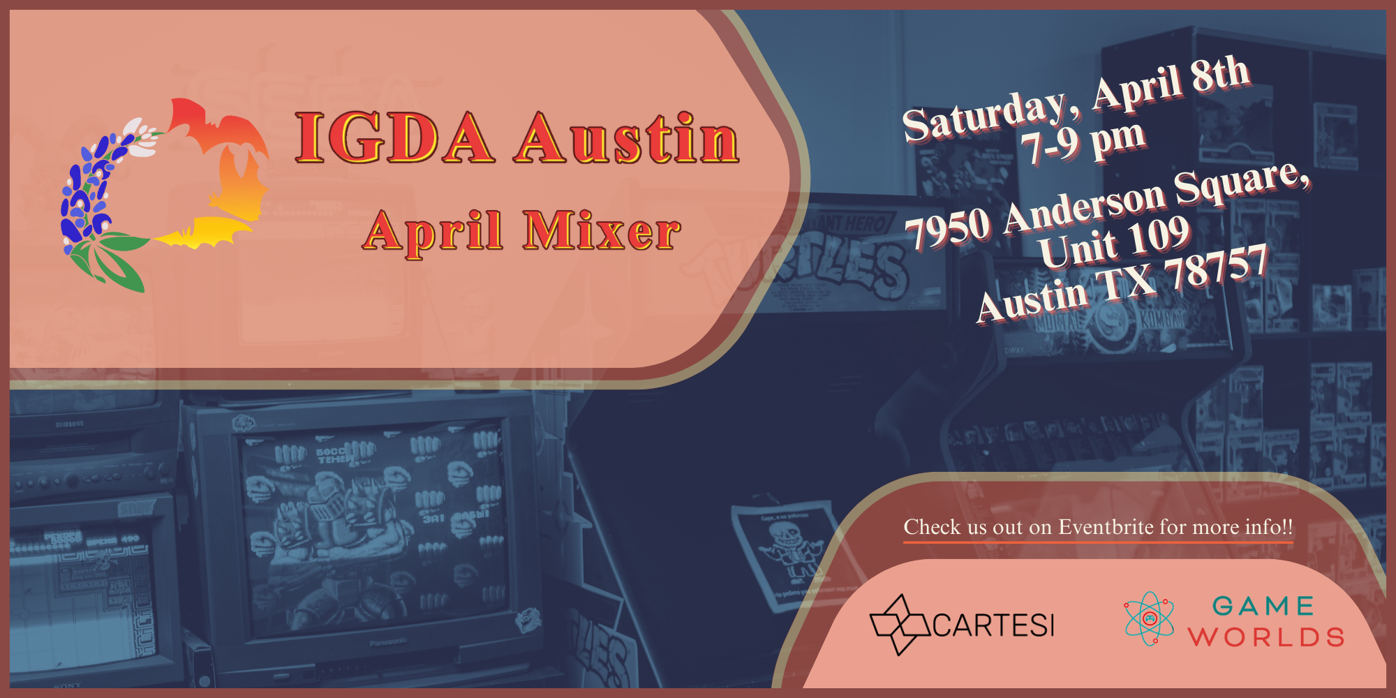 IGDA-Austin April Mixer, sponsored by Cartesi, at GameWorlds.