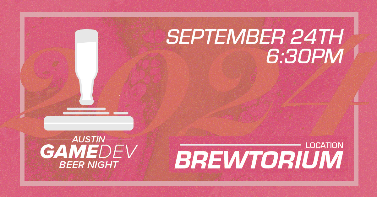 Game Dev Beer Night logo, ruddy fall colors.