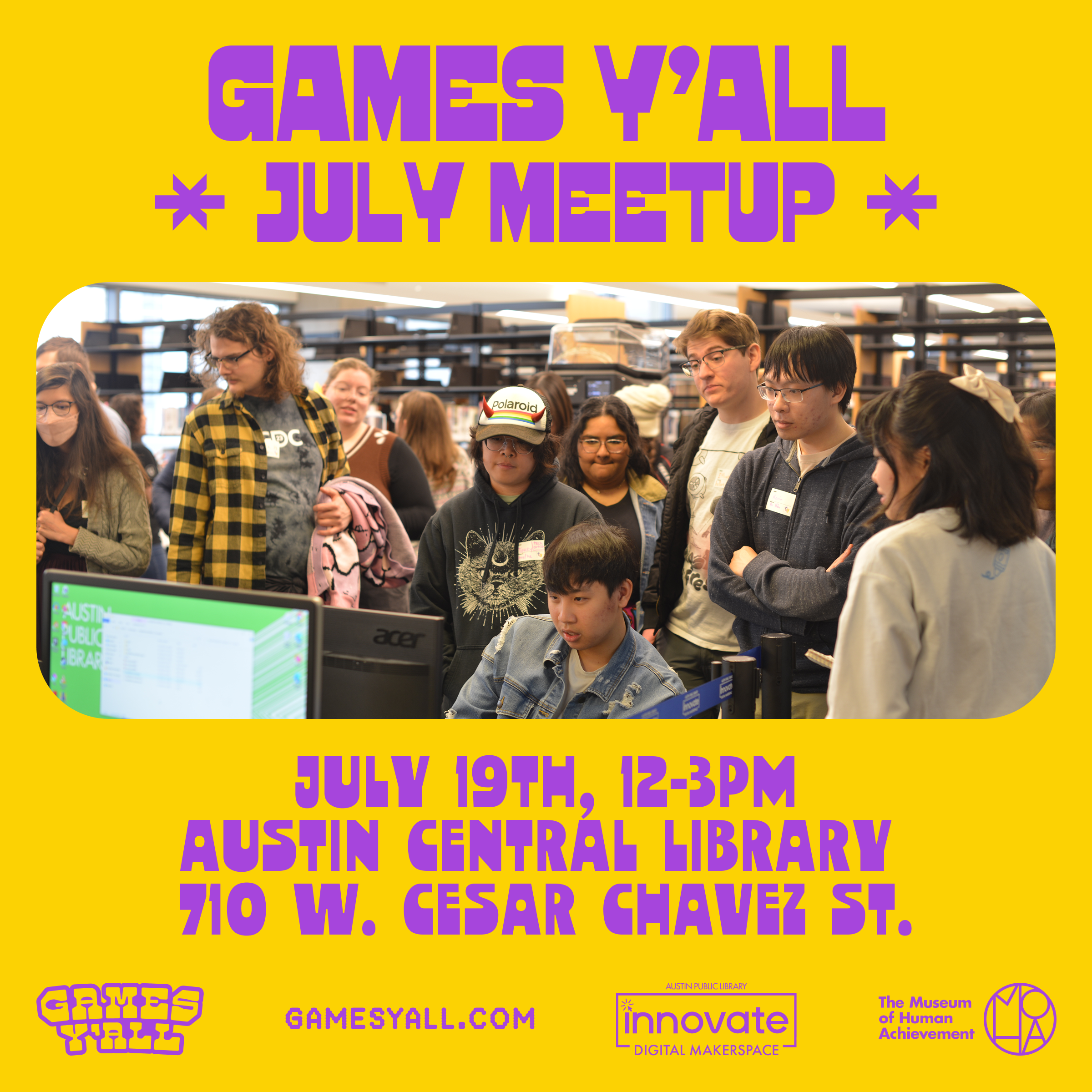 Games Y'all July Meetup, Austin Central Library Innovation Lab